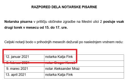 Ta torek bo odprta NOTARSKA PISARNA